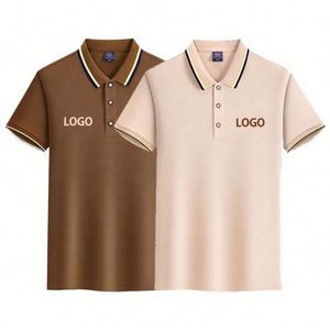Polos pour hommes de haute qualité à prix compétitif en tissu polyester soyeux anti-rétrécissement avec logo personnalisé imprimé - Product Image 1
