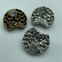 Boutons en métal incrustés de strass pour la mode, dorés et argentés, motif écaille de tortue, accessoire de couture pour vêtements, vente en gros