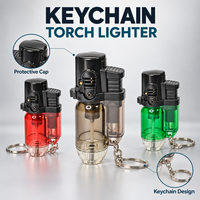 Briquet torche jetable avec porte-clés, capuchon de protection et verrouillage sécurité enfant, logo personnalisé pour cigarettes et barbecue