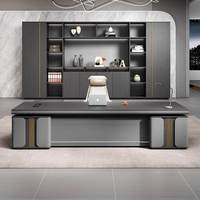 Ensemble de mobilier de bureau de luxe, bureau de travail avec tiroirs, matériau PVC, design moderne pour immeuble de bureaux