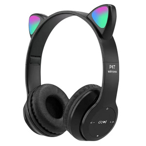 Casque de jeu sans fil P47M avec oreilles de chat, <span class=keywords><strong>son</strong></span> Hi-Fi ANC, design pliable, BT5.3, insertion de <span class=keywords><strong>carte</strong></span>, radio FM pour DJ et utilisation sur téléphone mobile - Product Image 6