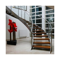 PRIMA Vente Flash Escalier Intérieur Courbé en Acier et Bois de Luxe de Haute Qualité pour Villa