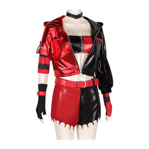 Harley Quinn Suicide Squad Anime Cosplay Kostüm Rot-Schwarze Jacke Shorts Outfit - Product Image 3