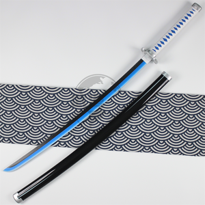Arme de Tanjiro bleu <span class=keywords><strong>noir</strong></span> Anime Cosplay enfants jouet Ninja épées Cool <span class=keywords><strong>Katana</strong></span> bois épées - Product Image 3