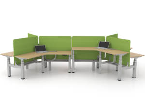 Escritorio Eléctrico Moderno <span class=keywords><strong>de</strong></span> Altura Ajustable con Doble Motor y Ángulo <span class=keywords><strong>de</strong></span> 120 Grados, Sistema <span class=keywords><strong>de</strong></span> Oficina en Clúster para 3 Personas, Paneles <span class=keywords><strong>de</strong></span> Privacidad, Gestión <span class=keywords><strong>de</strong></span> Cables - Product Image 2