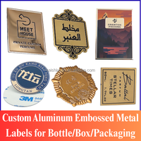 Plaque de nom en métal aluminium personnalisée de luxe pour flacon de parfum, boîte cadeau et logo de marque