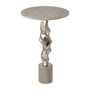 Tavolino con Base in Metallo Scultoreo e Piano in Marmo, Design Moderno per Soggiorno o Camera da Letto - Product Image 3