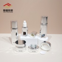 Nouveau 120ml galvanoplastie brillant argent bouteilles en verre ovale plat cosmétique ensemble 30g crème liquide fond de teint Essence bouteille d'eau