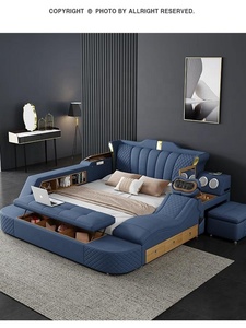 Ensembles de lits intelligents King Size avec USB et LED, nouveaux meubles de chambre à coucher, lits fonctionnels avec fonction massage, tailles Queen et <span class=keywords><strong>Double</strong></span> pour la maison - Product Image 5