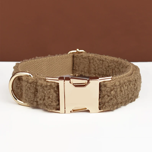 <span class=keywords><strong>Collar</strong></span> de perro de oso de peluche de terciopelo esponjoso con correa y lazo etiqueta personalizada nombre grabado para entrenamiento diario patrulla senderismo - Product Image 4