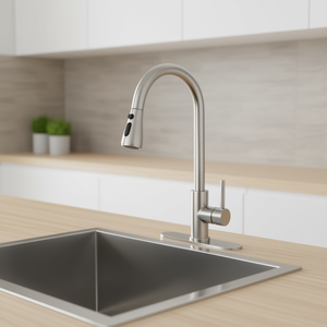 Grifo de Cocina Clásico DB de un Solo Grifo con Caño Alto Extraíble, Acero Inoxidable, Níquel Cepillado, Montaje en Encimera, 1 Agujero, Diseño Moderno - Product Image 2