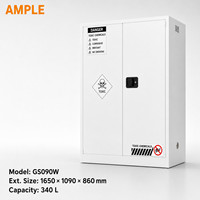 Gabinete de Almacenamiento de Productos Químicos Tóxicos de 340L (90 Galones), Gabinete de Seguridad de Acero Blanco con Doble Puerta para Laboratorio, Escuela, Almacén, B2B