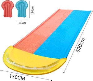 Double glissière d'eau <span class=keywords><strong>de</strong></span> course gonflable pour l'extérieur, pour enfants, adultes, jardin, course, <span class=keywords><strong>2</strong></span> personnes, <span class=keywords><strong>tapis</strong></span>, <span class=keywords><strong>pistes</strong></span> d'eau - Product Image 2