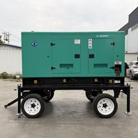 Groupe électrogène de soudage à l'arc silencieux mobile sur remorque à 4 roues, double poste, 30 kW, diesel Ricardo, 500 A, certifié CE ISO, direct usine