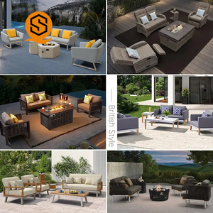 Shinestone-Sofás de jardín, fábrica de muebles de mimbre para exteriores, venta de sofás a prueba de agua, 3 juegos <span class=keywords><strong>con</strong></span> fogata - Product Image 4