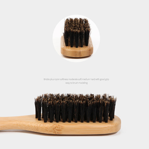 Manche en bambou brosse de nettoyage en poils de sanglier brosse <span class=keywords><strong>à</strong></span> barbe de coiffure antistatique peigne de coiffure outils de rasage pour hommes - Product Image 4