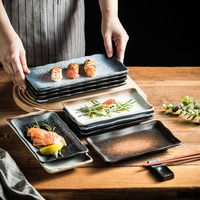 Assiette carrée en céramique de style japonais de 8/10 pouces pour barbecue, fondue, sushis, plats occidentaux, steak, vaisselle de restaurant