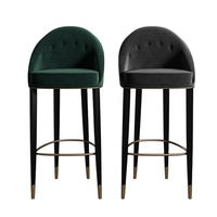 Chaise de bar contemporaine pliable en velours avec cadre en métal, housse amovible et pieds en laiton thermolaqué