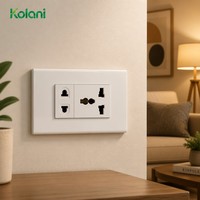 Plaque murale modulaire série 120, prise 2 broches et grande prise universelle, PC ignifuge 16A, panneau blanc 120x70mm pour hôtel