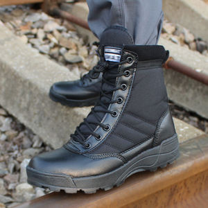 Bottes tactiques de sécurité pour hommes, noires, imperméables, respirantes, pour la sécurité en plein air, la chasse, la randonnée, la moto - Product Image 3