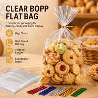 Bolsas de Embalaje para Regalos de Dulces y Chocolates, Impresas Personalizadas al por Mayor, de Calidad Alimentaria, Transparentes, de Celofán BOPP, para Pan, con Lazos de Cierre y Cartón