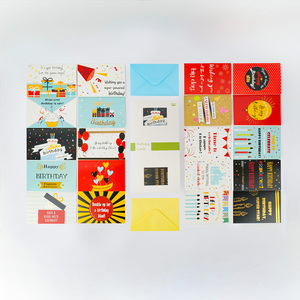Tarjetas de cumpleaños de felicitación de papel plegado personalizado con sobres en blanco azules y amarillos, diferentes tipos de colores - Product Image 2