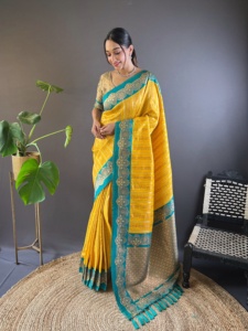 Saree de mariage en soie douce de qualité supérieure pour les femmes portent des vêtements indiens pakistanais à la mode Saree disponible à des prix abordables - Product Image 3