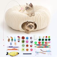 Lit tunnel rond en feutre beige pour animaux de compagnie, disponible toute l'année, détachable, pour le repos et le jeu des chats