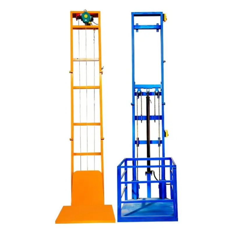 Hot selling electric hydraulic freight elevator small lift platform guide rail type simple factory lift