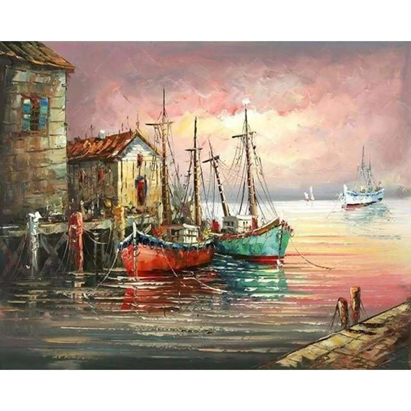 Rouge et vert-Bateaux et paysages