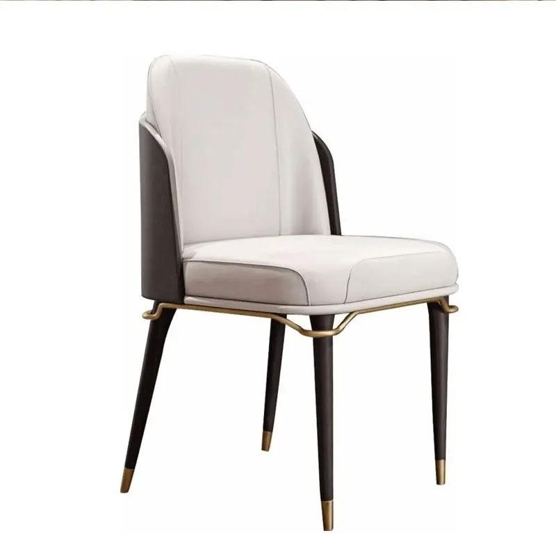 เก้าอี้ห้องรับประทานอาหารสีขาวขาสีทองหรูหราทันสมัย