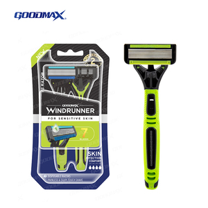 มีดโกนหนวดแบบใช้แล้วทิ้ง GOODMAX แบบมีโลโก้สั่งทำพิเศษ แบบเปิดด้านหลัง ใบมีดเจ็ดใบ สำหรับผู้ชาย - Product Image 1