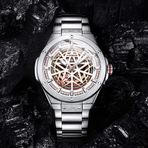 Men's Automatic Mechanical <b>Watch</b> Stainless Steel <b>Case</b> 43mm Round Dial Hollow Out Skeleton Design Luxury Fashion Style - Product Image 2