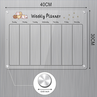 Ensemble de 2 calendriers en acrylique transparent magnétiques mensuels et hebdomadaires effaçables à sec pour réfrigérateur