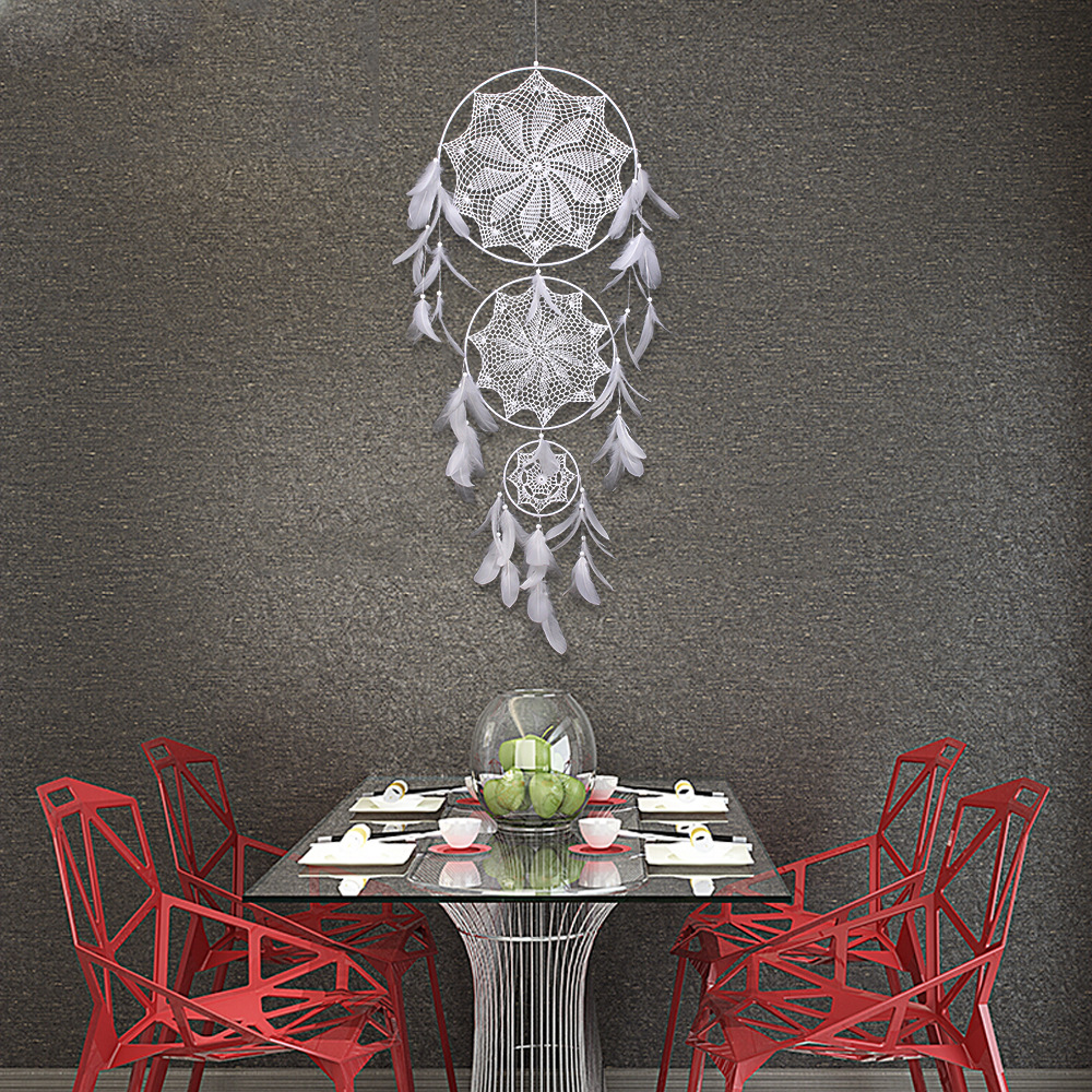 Товары электронной коммерции, богемный, оптовая продажа, перо, белые, Ловцы мечты, кольцо ручной работы, домашний декор