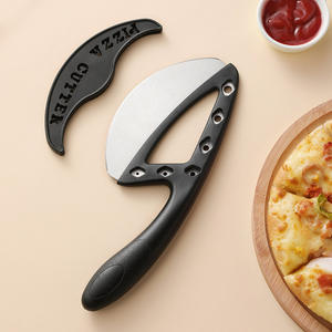 Stainless Steel Pizza Cutter With Non Slip Handle For Kitchen Baking Tools 430 Steel <b>Black</b> Color - Product Image 4
