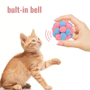 ของเล่นแมวเหมียวหลากสีสำหรับสัตว์เลี้ยง,ของเล่นแฮนด์เมดทรงกลมเด้งได้ลูก<span class=keywords><strong>4</strong></span>ขนาดสำหรับคุณบิ้วอินแคทนิปของเล่นโต้ตอบเล่นกับแมว - Product Image 4