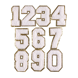 Phổ biến 0-9 8cm cao màu sắc khác nhau Chenille sắt trên thêu số các bản vá lỗi - Product Image 6