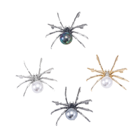 Broches araignée noire pour femmes avec strass insecte broche perle bijoux pour été mode Cool accessoires-idée cadeau parfaite