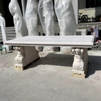 Table à manger en marbre de grande taille, jardin extérieur de luxe personnalisé avec Statue en pierre