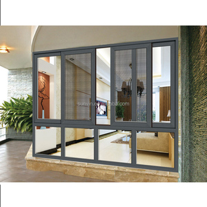 Assemblage Ouvre-fenêtre électrique multi-portes verre ouvert série <span class=keywords><strong>80</strong></span> vitres coulissantes teintées avec moustiquaire - Product Image 1