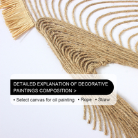 Déco murale jute abstraite géométrique wabi‑sabi haute qualité, art fibre pompons tissé main direct usine sans cadre