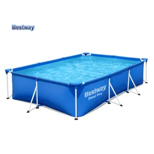 2024 Bestway 56404 3.0M X 2.01M X 66 ซม.ครอบครัวสี่เหลี่ยมเหล็กกรอบสระว่ายน้ําSuper มีนาคมเด็กสระว่ายน้ํา