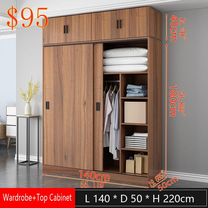 Deep walnut 140*50*180+ top cabinet