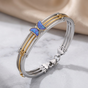 925 <b>Silver</b> Butterfly <b>Bracelet</b> for Women Two Tone Sterling <b>Silver</b> <b>Bracelet</b> Blue Butterfly <b>Charm</b> <b>Bracelet</b> Designer Fashion Jewelry - Product Image 5