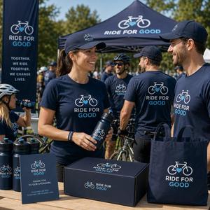 Kit Personalizado para Eventos de Ciclismo Benéfico con Camiseta, Tapa para Botella Deportiva, Pulsera y Tarjeta de Patrocinador - Product Image 2