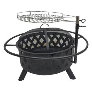 Foyer d'extérieur Grand bol rond avec gril Chauffe-terrasse de jardin Barbecue en métal avec grille de cuisson Brasero en fer - Product Image 3
