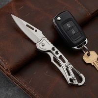 Couteau pliant mini porte-clés tout métal de qualité supérieure, outil de poche EDC ultra-léger en acier inoxydable pour le camping en plein air et l'usage quotidien