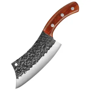 Professional High-Carbon Steel Boning Butcher Knife Forged Slaughter Knives With Wood Handle Chinese Meat Cleaver