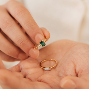 แหวนโซลิแทร์มรกตสีเงิน925แหวนเพชรมรกตแนววินเทจประดับเพชรของขวัญสำหรับเธอ - Product Image 1